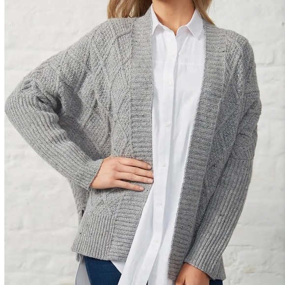 Ireland Eye Brome Batwing Diamond Cardigan Knit Wool Blend Gray Size L - Picture 1 of 8